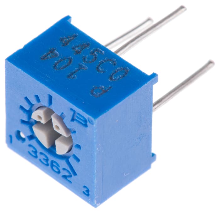 100kΩ, Through Hole Trimmer Potentiometer 0.5W Top Adjust Bourns, 3362