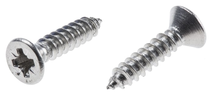 RS PRO Plain Stainless Steel Countersunk Head Self-Tapping Screw 19 mm