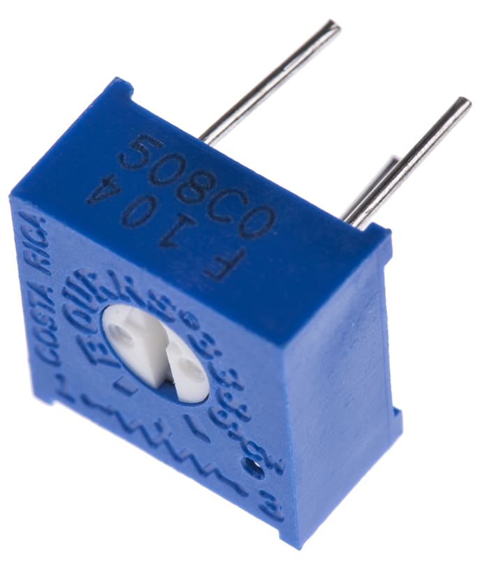 100kΩ, Through Hole Trimmer Potentiometer 0.5W Top Adjust Bourns, 3386