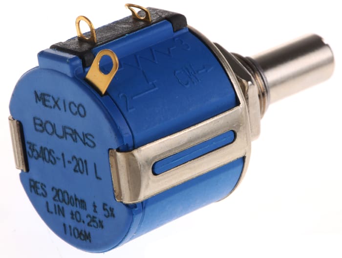 Potentiomètre Rotatif Bourns 3540, 200Ω max, 10 tours , Ø axe 6,35 mm, Montage panneau