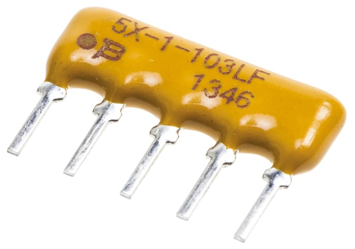Odporové pole 10kΩ ±2% se sběrnicí 4 rezistory rezistorů celkem 0.63W, SIP, řada: 4600X Bourns