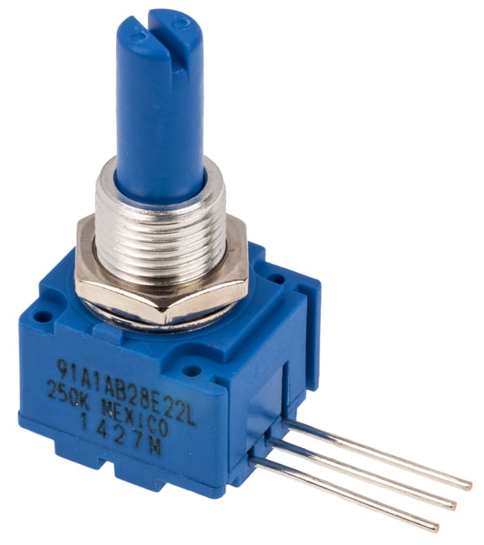 Bourns 91 250kΩ Rotary Potentiometer 1-Gang Panel Mount, 91A1A-B28-E22L