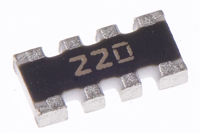 Bourns, CAY16 22Ω ±5% Isolated Resistor Array, 4 Resistors, 0.25W total, 1206 (3216M), Convex