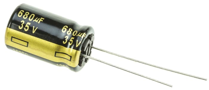 Panasonic 680μF Aluminium Electrolytic Capacitor 35V dc, Radial, Through Hole - EEUFM1V681