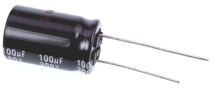 Panasonic 100μF Aluminium Electrolytic Capacitor 200V dc, Through Hole - EEUED2D101