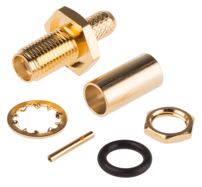 RS PRO, Jack Bulkhead Mount SMA Connector, 50Ω, Crimp Termination, Straight Body