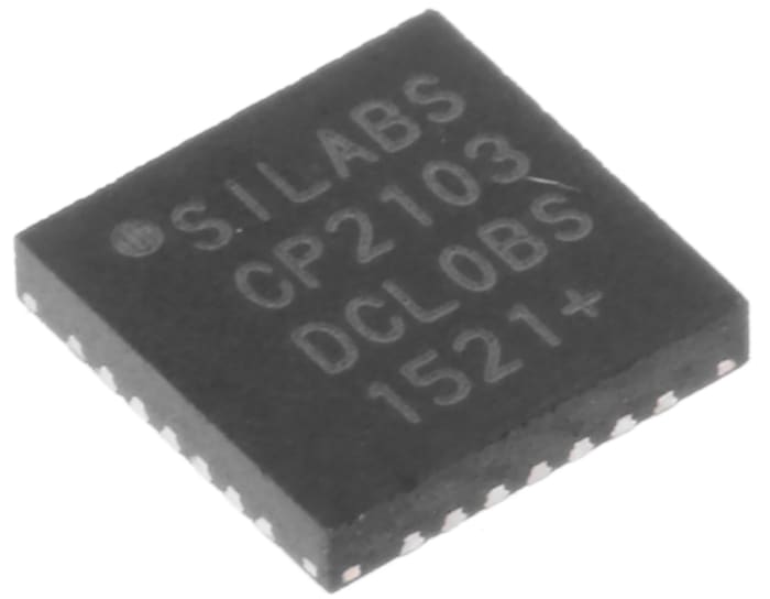 Silicon Labs CP2103-GM, USB Controller, 12Mbps, USB to UART, 3.3 V, 28-Pin QFN