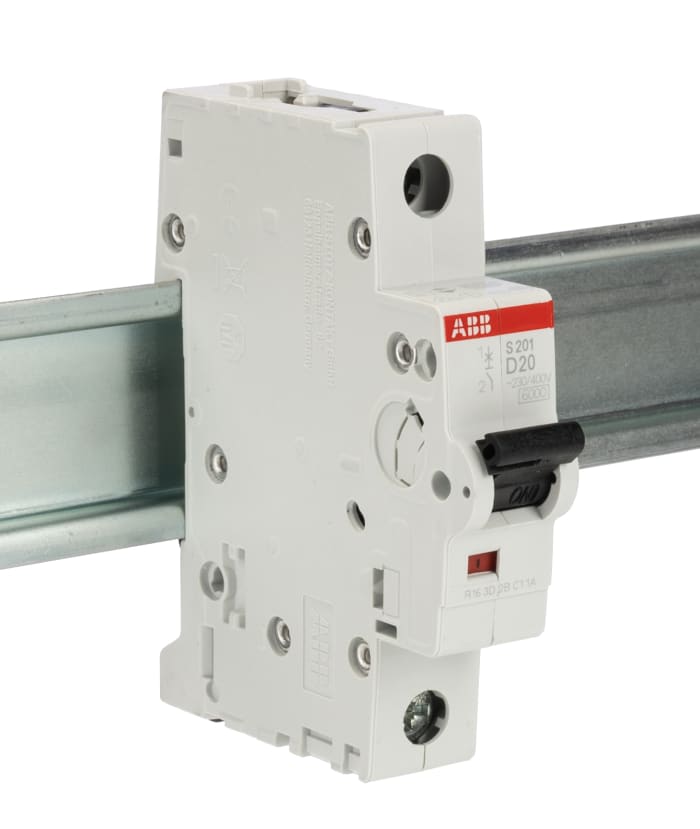 Disjoncteur ABB S200 1P, 20A, pouvoir de coupure 6 kA, montage rail DIN