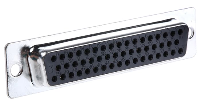 RS PRO PCB D-Sub Konnektör, Dişi, Karta Monte (Bacaklı Montaj) 50 Pinli, Düz, 2,77mm Aralıklı