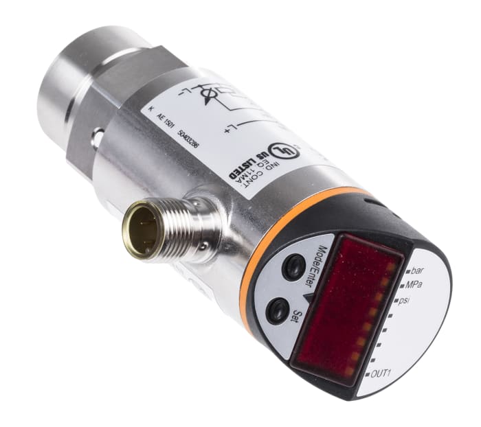 ifm electronic Pressure Sensor, -1bar Min, 10bar Max, Analogue, DC PNP - NO/NC Programmable Output, Relative Reading