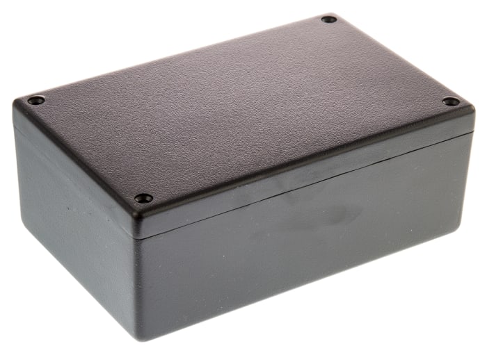 Hammond 1594 Series Black Flame Retardant ABS Enclosure, IP54, Black Lid, 167 x 107 x 64.9mm