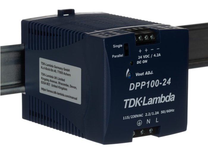 TDK-Lambda DPP Switched Mode DIN Rail Power Supply, 85 → 132V ac, 176 → 264 V ac / 210 → 375V dc