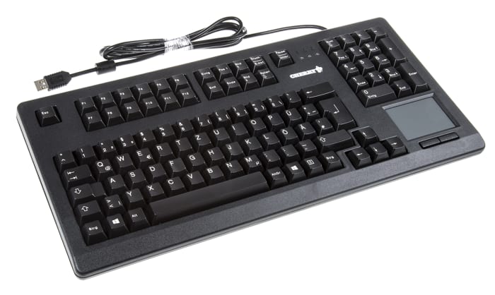CHERRY Wired USB Compact Touchpad Keyboard, QWERTZ, Black
