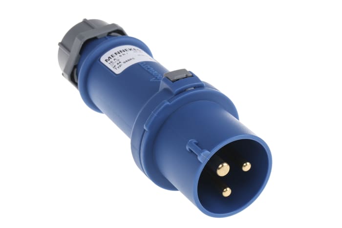 MENNEKES, StarTOP IP44 Blue Cable Mount 3P Straight Industrial Power Connector Zone 22, 16A, 230V