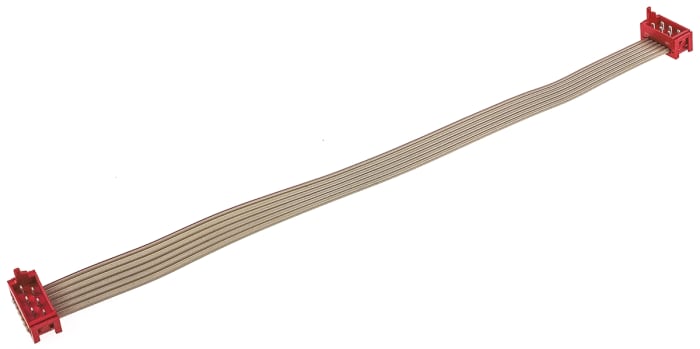 TE Connectivity Micro-MaTch Series Flat Ribbon Cable, 6-Way, 1.27mm Pitch, 100mm Length, Micro-MaTch IDC to Micro-MaTch