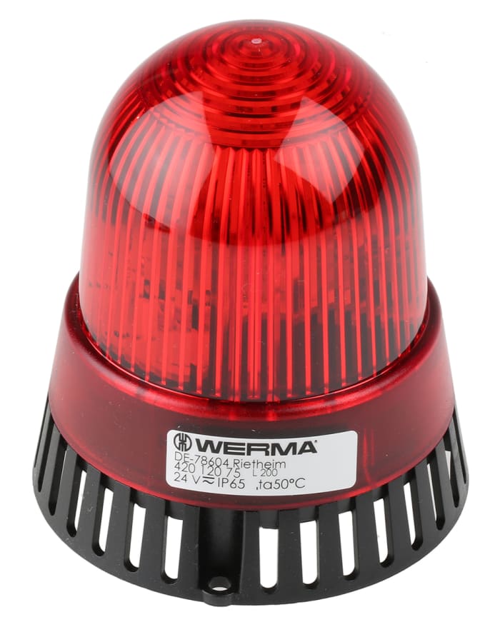 Combiné balise/sirène Werma série 420, lentille Rouge à LED, 24 V (c.a./c.c.)