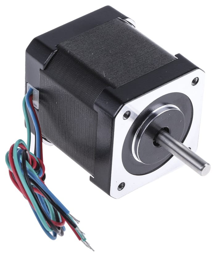 RS PRO Hybrid, Permanent Magnet Stepper Motor, 0.44Nm Torque, 2.8 V, 1.8°, 42.3 x 42.3mm Frame, 5mm Shaft