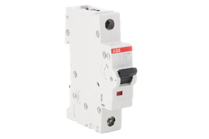 ABB System Pro M Compact S200M MCB, 1P, 6A Curve C, 253V AC, 72V DC, 10 kA Breaking Capacity