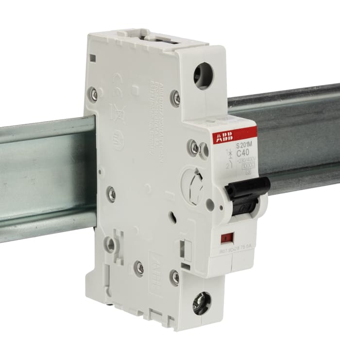 ABB System Pro M Compact S200M MCB, 1P, 40A Curve C, 253V AC, 72V DC, 10 kA Breaking Capacity