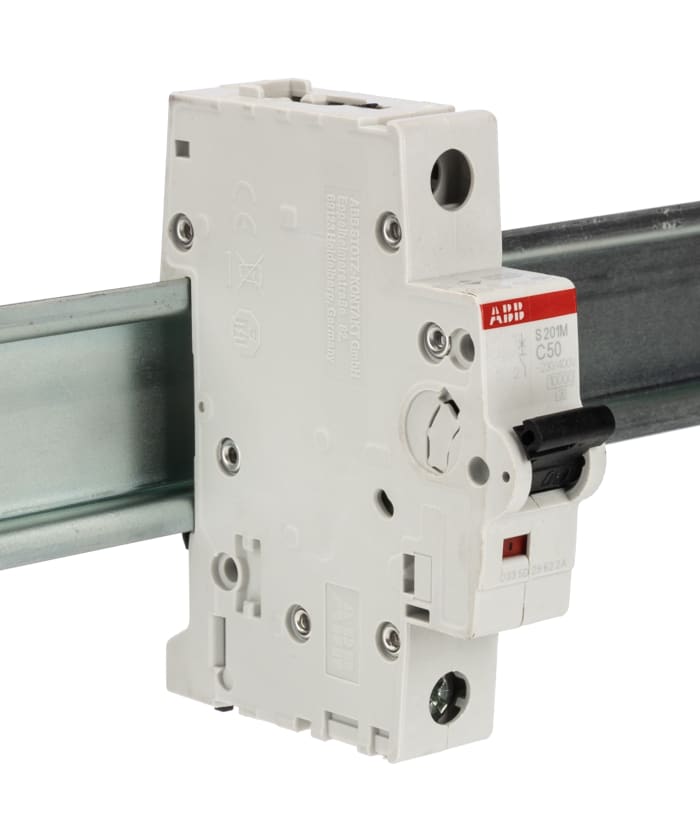 ABB System Pro M Compact S200M MCB, 1P, 50A Curve C, 253V AC, 72V DC, 10 kA Breaking Capacity