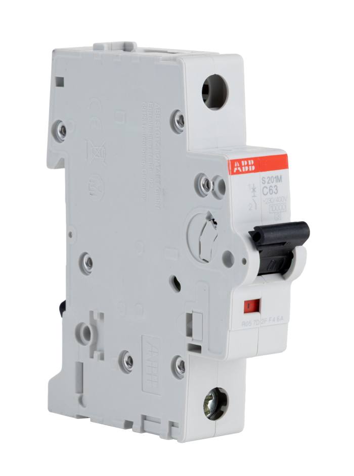 ABB System Pro M Compact S200M MCB, 1P, 63A Curve C, 253V AC, 72V DC, 10 kA Breaking Capacity