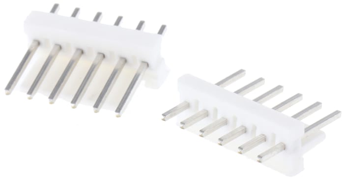 TE Connectivity MTA-100 Series Straight Through Hole Pin Header, 6 Contact(s), 2.54mm Pitch, 1 Row(s), Unshrouded
