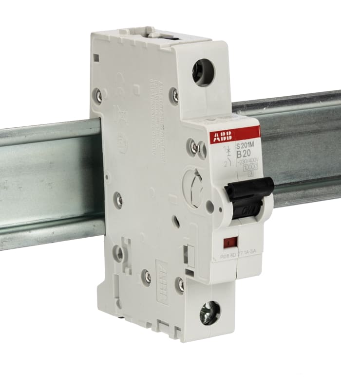 ABB System Pro M Compact S200M MCB, 1P, 20A Curve B, 253V AC, 72V DC, 10 kA Breaking Capacity