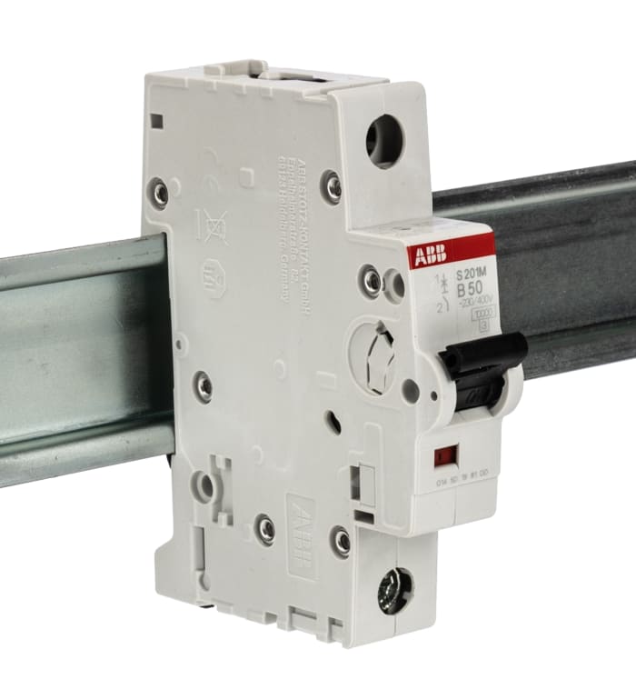 ABB System Pro M Compact S200M MCB, 1P, 50A Curve B, 253V AC, 72V DC, 10 kA Breaking Capacity