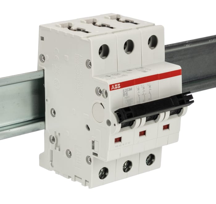ABB System Pro M Compact S200M MCB, 3P, 6A Curve B, 440V AC, 10 kA Breaking Capacity