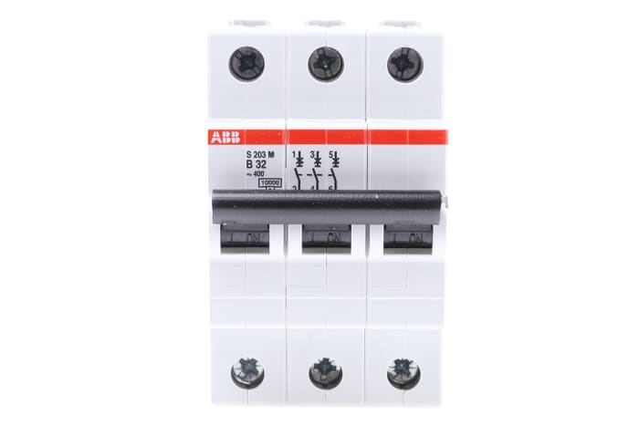 ABB System Pro M Compact S200M MCB, 3P, 32A Curve B, 440V AC, 10 kA Breaking Capacity