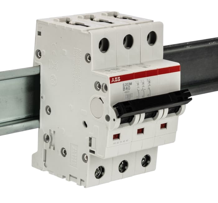 Interruptor automático 3P, 40A, Curva Tipo B, Poder de corte 10 kA S203M-B40, System Pro M Compact, Montaje en Carril