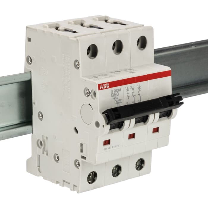 ABB System Pro M Compact S200M MCB, 3P, 50A Curve B, 440V AC, 10 kA Breaking Capacity