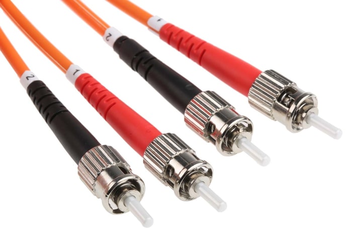 RS PRO ST to ST Simplex Multi Mode OM1 Fibre Optic Cable, 62.5/125μm, Orange, 10m