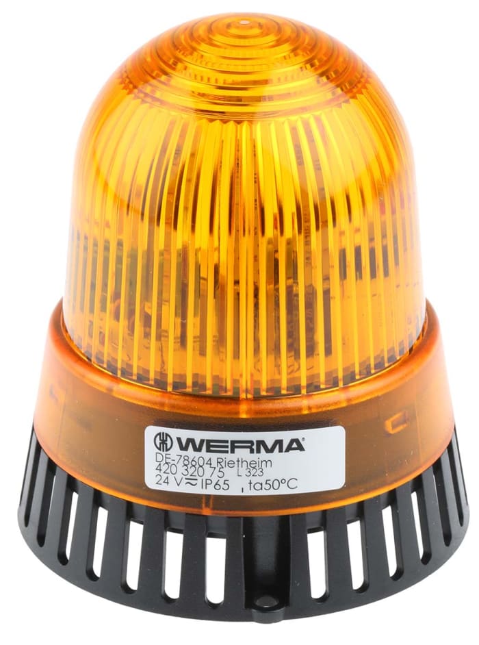 Combiné balise/sirène Werma série 420, lentille Jaune à LED, 24 V (c.a./c.c.)