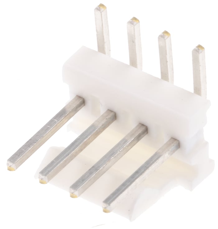 TE Connectivity MTA-100 Series Right Angle Through Hole Pin Header, 4 Contact(s), 2.54mm Pitch, 1 Row(s), Unshrouded