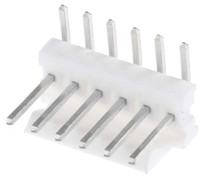 TE Connectivity MTA-100 Series Right Angle Through Hole Pin Header, 6 Contact(s), 2.54mm Pitch, 1 Row(s), Unshrouded