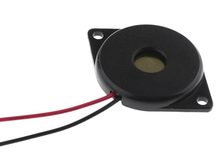RS PRO 88dB Panel Mount Continuous External Piezo Buzzer, 34 x 24 x 4mm, 30V ac Max