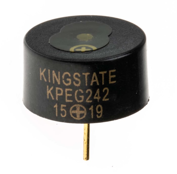 RS PRO 70dB Through Hole Continuous Internal Piezo Buzzer, 13.7 (Dia.) x 7.6mm, 3V dc Min, 20V dc Max