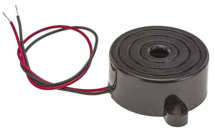 RS PRO 92dB Panel Mount Continuous Internal Piezo Buzzer, 32 (Dia.) x 13.5mm, 8V dc Min, 18V dc Max