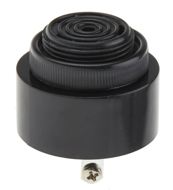 RS PRO 80dB Panel Mount Fast Pulse Internal Piezo Buzzer, 42.5 (Dia.) x 33mm, 6V dc Min, 28V dc Max