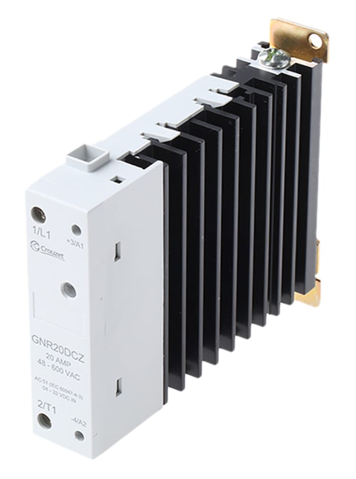 Crouzet Solid State Relay, 20 A Load, DIN Rail Mount, 600 V ac Load, 32 V dc Control