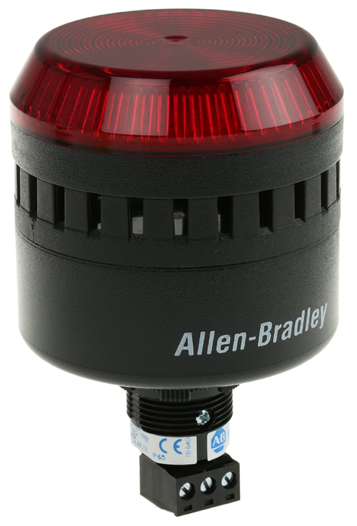 Allen Bradley 855PC Series Red Sounder Beacon, 24 V ac/dc, Panel Mount, 103dB at 1 Metre