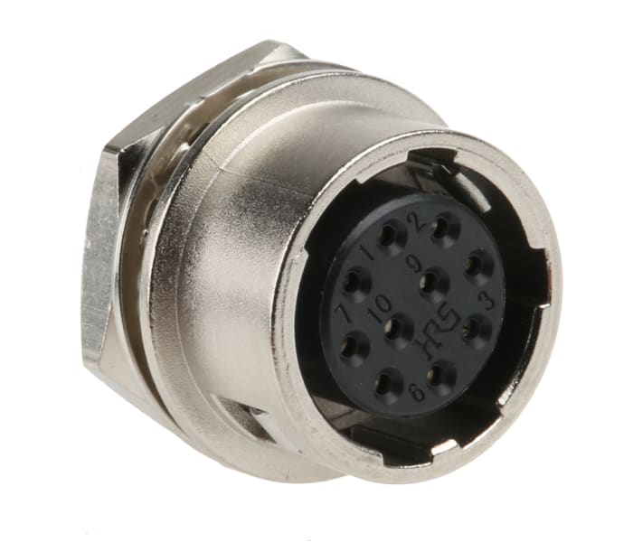 Hirose Circular Connector, 10 Contacts, Panel Mount, Miniature Connector, Socket, Female, HR10 Series