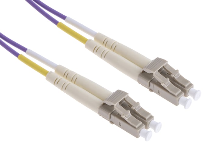 RS PRO LC to LC Duplex Multi Mode OM3 Fibre Optic Cable, 50/125μm, Purple, 2m