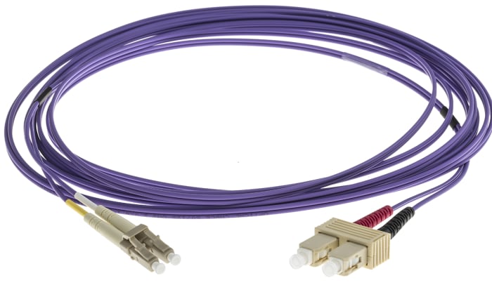 RS PRO OM3 Simplex/Duplex Fibre Optic Cable, 125 μm Low Smoke Zero Halogen, Aqua, Purple, 5 m