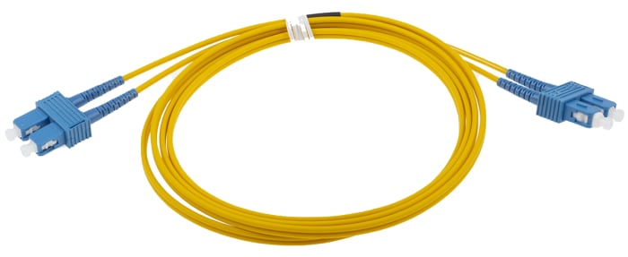 RS PRO SC to SC Duplex Single Mode OS1 Fibre Optic Cable, 9/125μm, Yellow, 2m