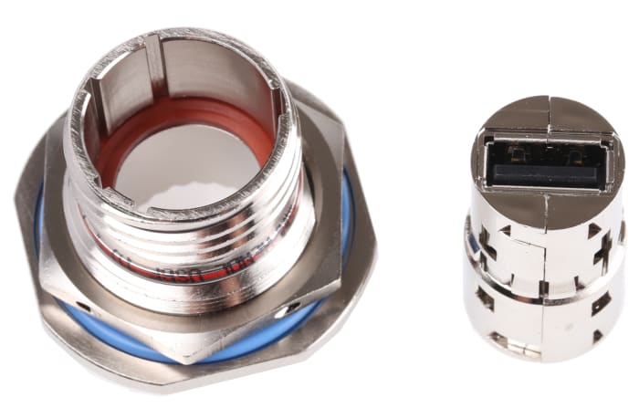 Amphenol Socapex Straight, Jam Nut, Socket- Single Port Type A 2.0 IP68 USB Connector