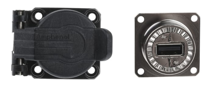 Amphenol Socapex Straight, Panel Mount, Socket- Single Port Type A 2.0 IP54 USB Connector