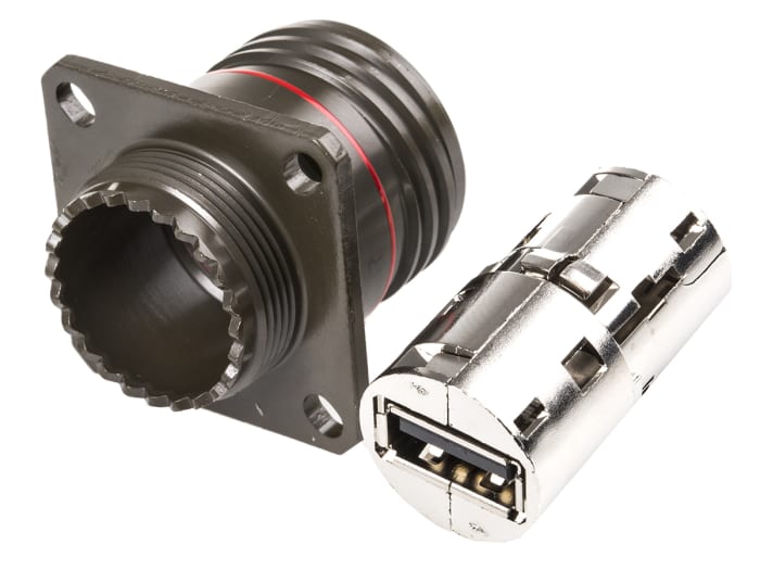 Amphenol Socapex Straight, Panel Mount, Socket- Single Port Type A 2.0 IP68 USB Connector