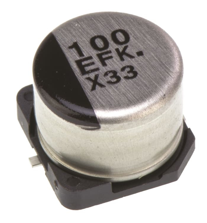 Kondenzátor, řada: FK SMD 100μF ±20% 260mΩ 25V dc, SMD Hliníkové elektrolytické AEC-Q200 Panasonic